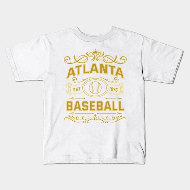 Vintage Atlanta Baseball Kids T-Shirt by carlesclan